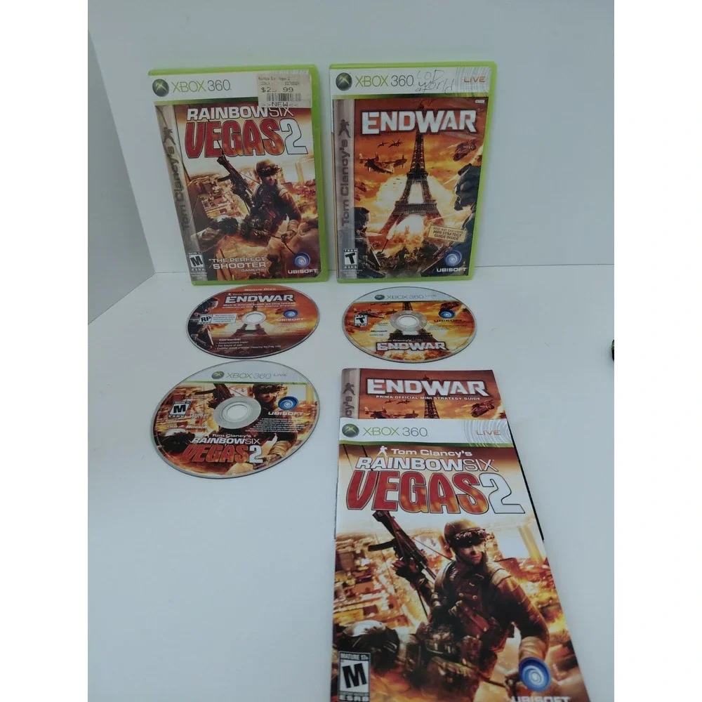 LOT of 2 Tom Clancy's XBOX‎ 360 END WAR Rainbow Six Vegas 2 Games Untested